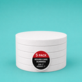 Stack of five 7" round foam cake dummy risers, 1 inch tall, with a "5 Pack" label — base-tier riser for cake display stability, free shipping