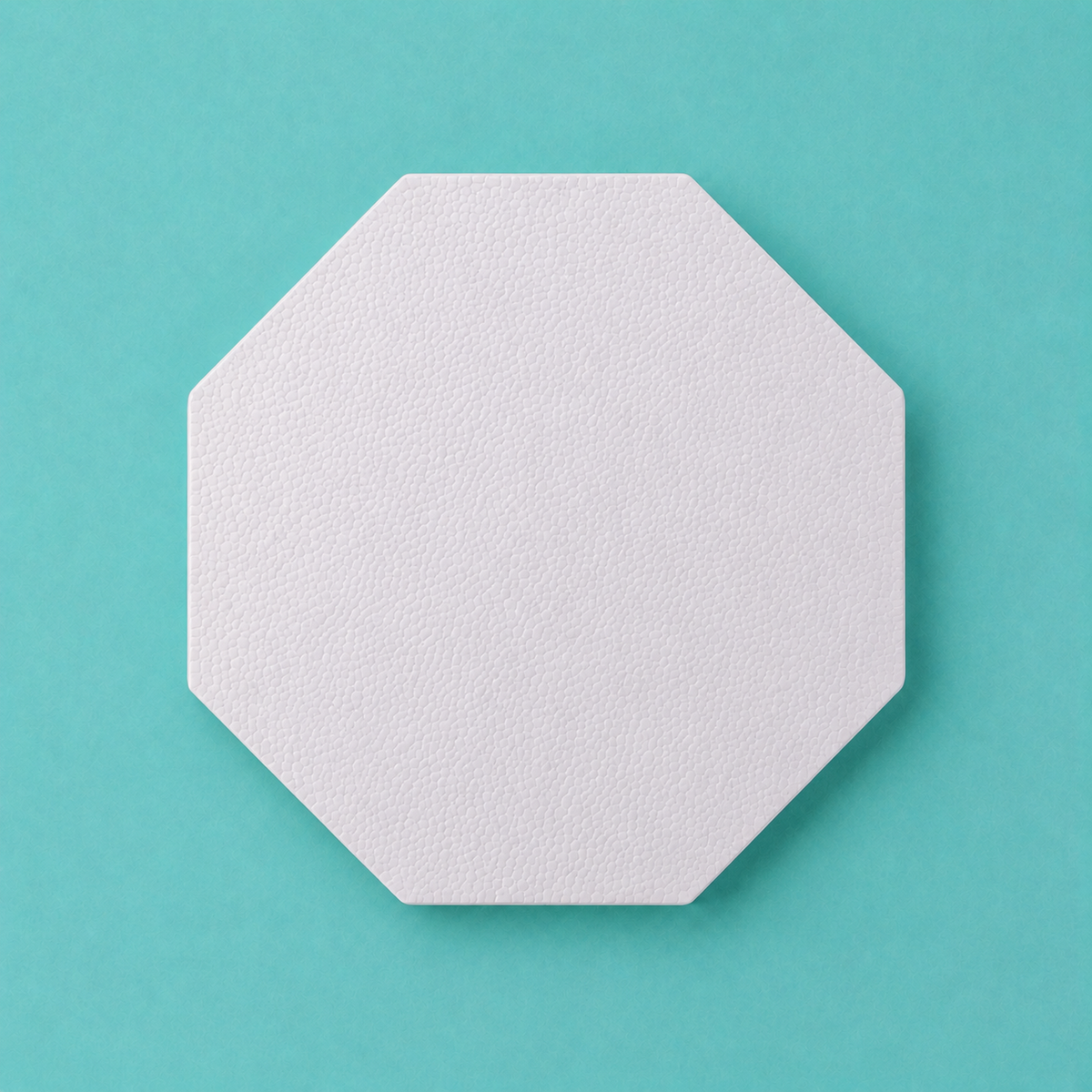 Octagon foam cake dummy 11 inch point to point, seen from above showing eight equal faces, smooth white finish