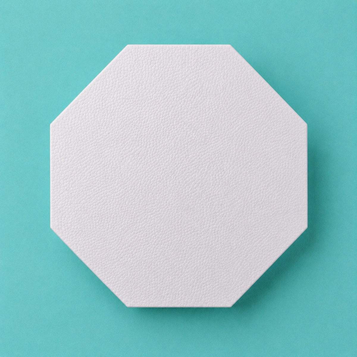 Octagon foam cake dummy 12 inch point to point, seen from above showing eight equal faces, smooth white finish