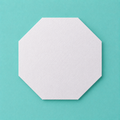 Octagon foam cake dummy 13 inch point to point, seen from above showing eight equal faces, smooth white finish