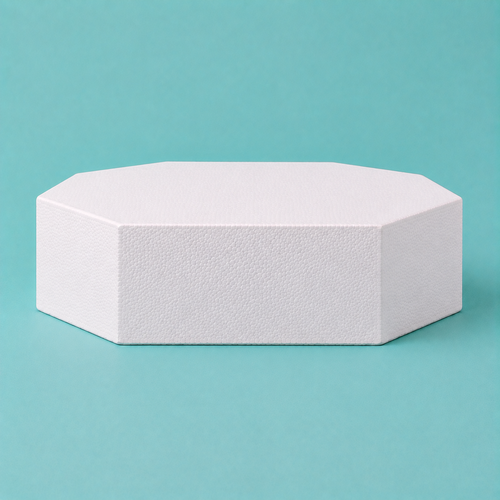 Octagon foam cake dummy 15 inch seen from the front, showing the perpendicular side wall and crisp top rim