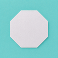 Octagon foam cake dummy 15 inch point to point base tier, seen from above showing eight equal faces, smooth white finish