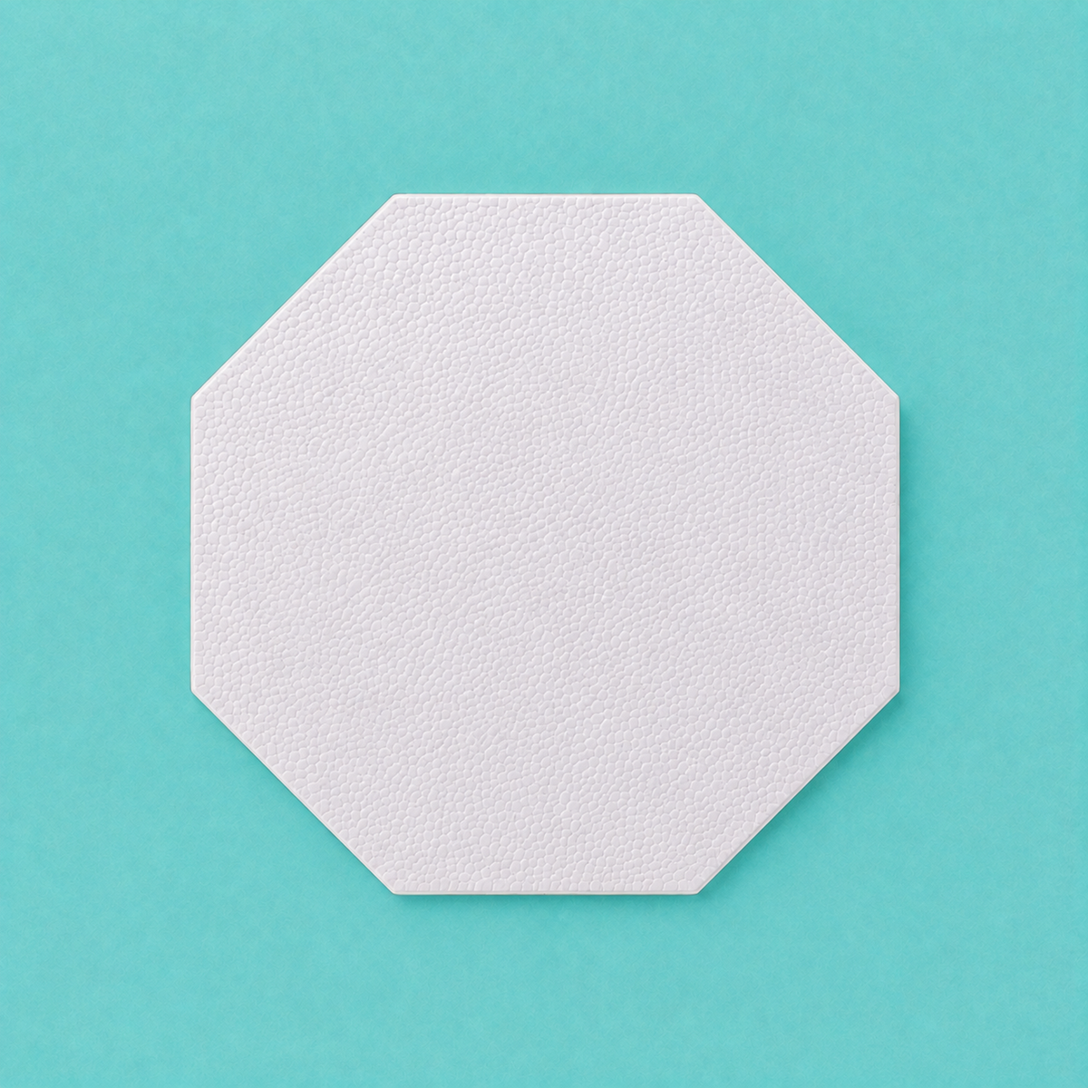 Octagon foam cake dummy 15 inch point to point base tier, seen from above showing eight equal faces, smooth white finish