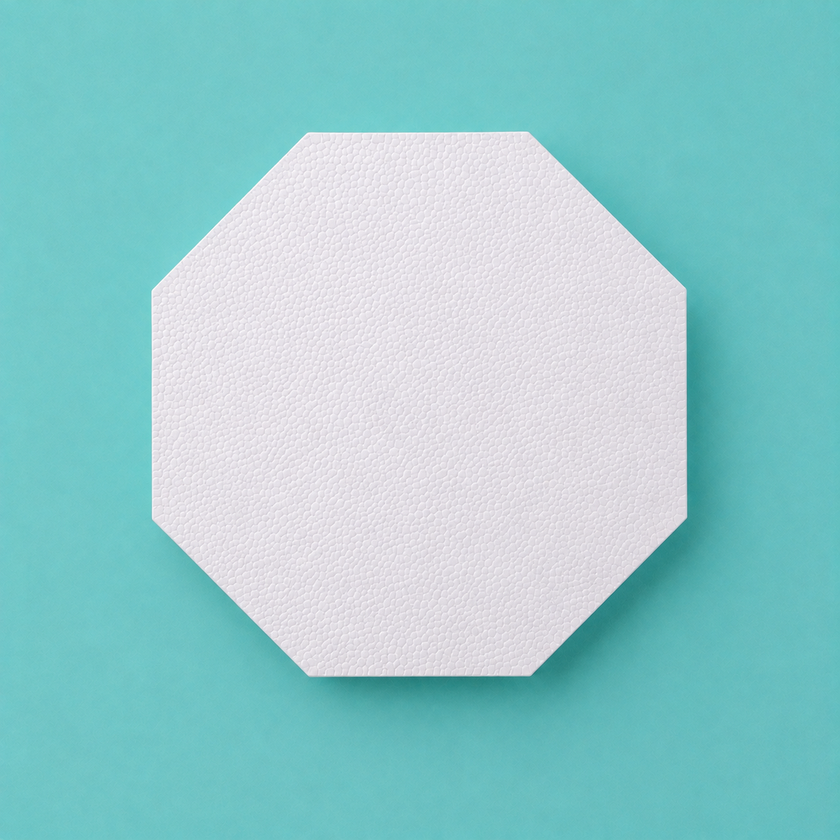 Octagon foam cake dummy 17 inch point to point base tier, seen from above showing eight equal faces, smooth white finish