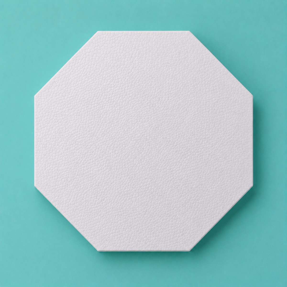 Octagon foam cake dummy 18 inch point to point base tier, seen from above showing eight equal faces, smooth white finish
