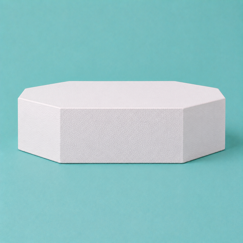 Octagon foam cake dummy 19 inch seen from the front, showing the perpendicular side wall and crisp top rim