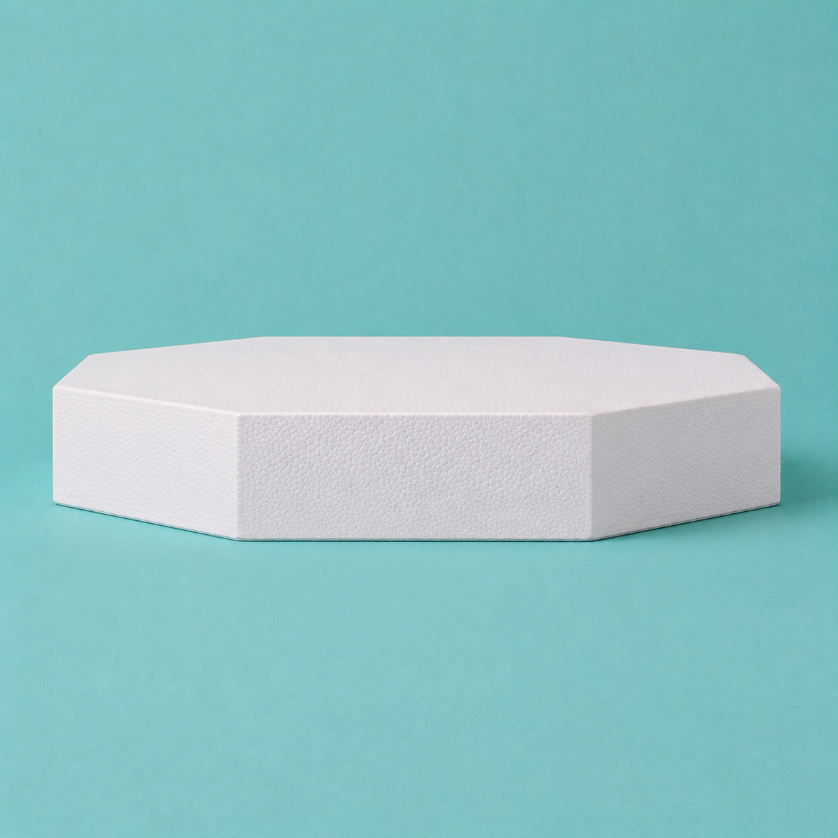 Octagon foam cake dummy 21 inch seen from the front, showing the perpendicular side wall and crisp top rim