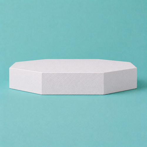 Octagon foam cake dummy 21 inch seen from the front, showing the perpendicular side wall and crisp top rim