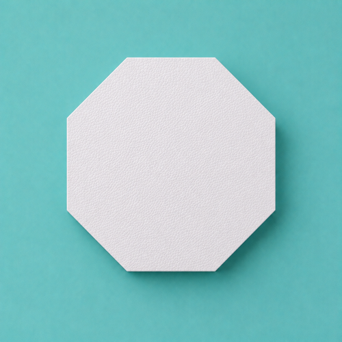 Octagon foam cake dummy 5 inch point to point, seen from above showing eight equal faces, smooth white finish