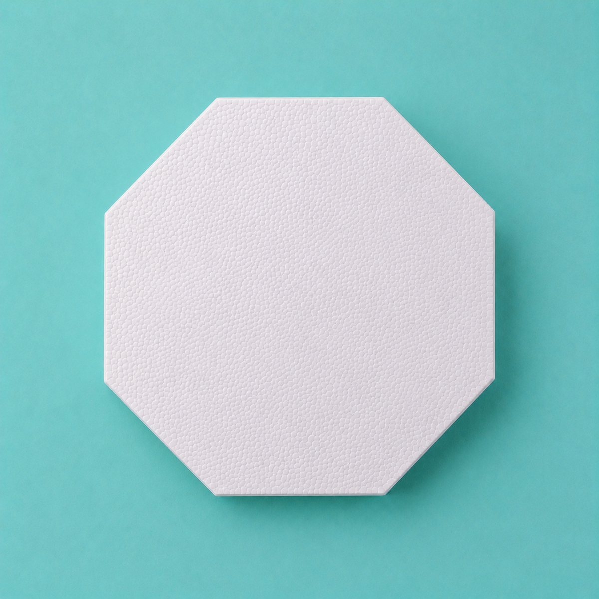 Octagon foam cake dummy 6 inch point to point, seen from above showing eight equal faces, smooth white finish