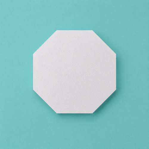 Octagon foam cake dummy 7 inch point to point, seen from above showing eight equal faces, smooth white finish