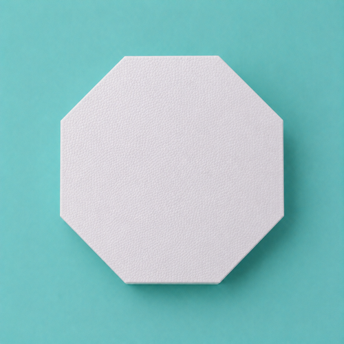 Octagon foam cake dummy 8 inch point to point, seen from above showing eight equal faces, smooth white finish