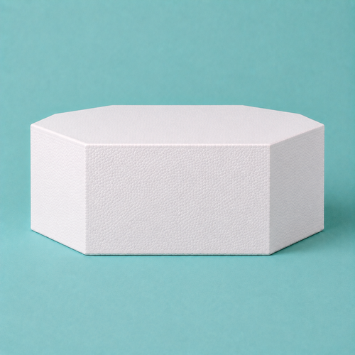 Octagon foam cake dummy 9 inch seen from the front, showing the perpendicular side wall and crisp top rim