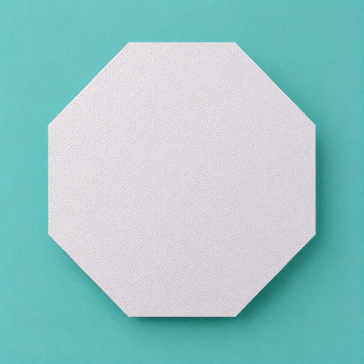 Octagon foam cake dummy 9 inch point to point, seen from above showing eight equal faces, smooth white finish