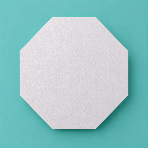 Octagon foam cake dummy 9 inch point to point, seen from above showing eight equal faces, smooth white finish
