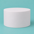Extra tall round foam cake dummy, 10 inch diameter by 8 inch tall, smooth white finish, ready to decorate