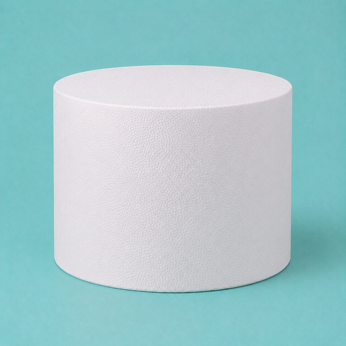 Extra tall round foam cake dummy, 10 inch diameter by 9 inch tall, for double barrel cakes, smooth white finish