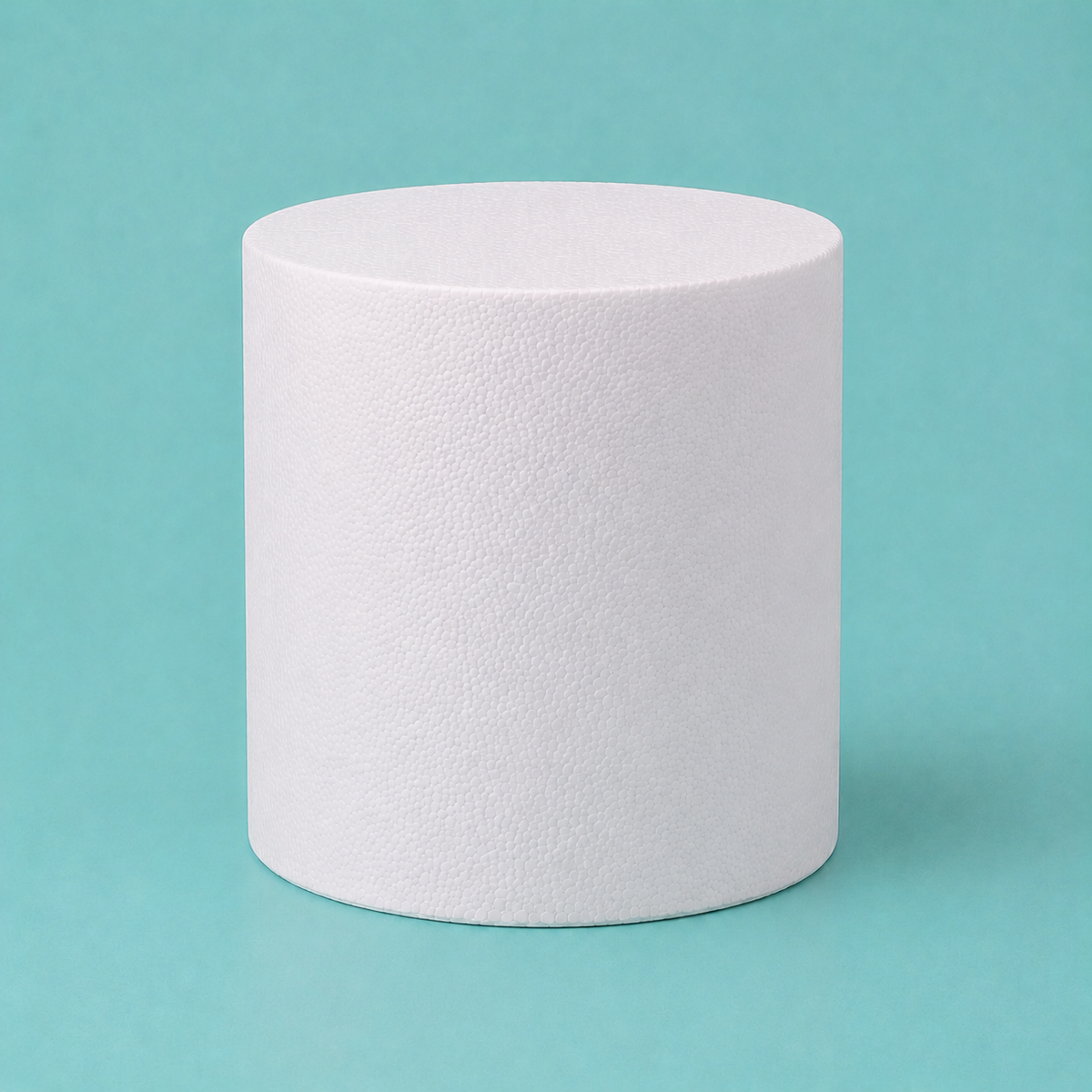 Extra tall round foam cake dummy, 6 inch diameter by 7 inch tall, smooth white finish, ready to decorate