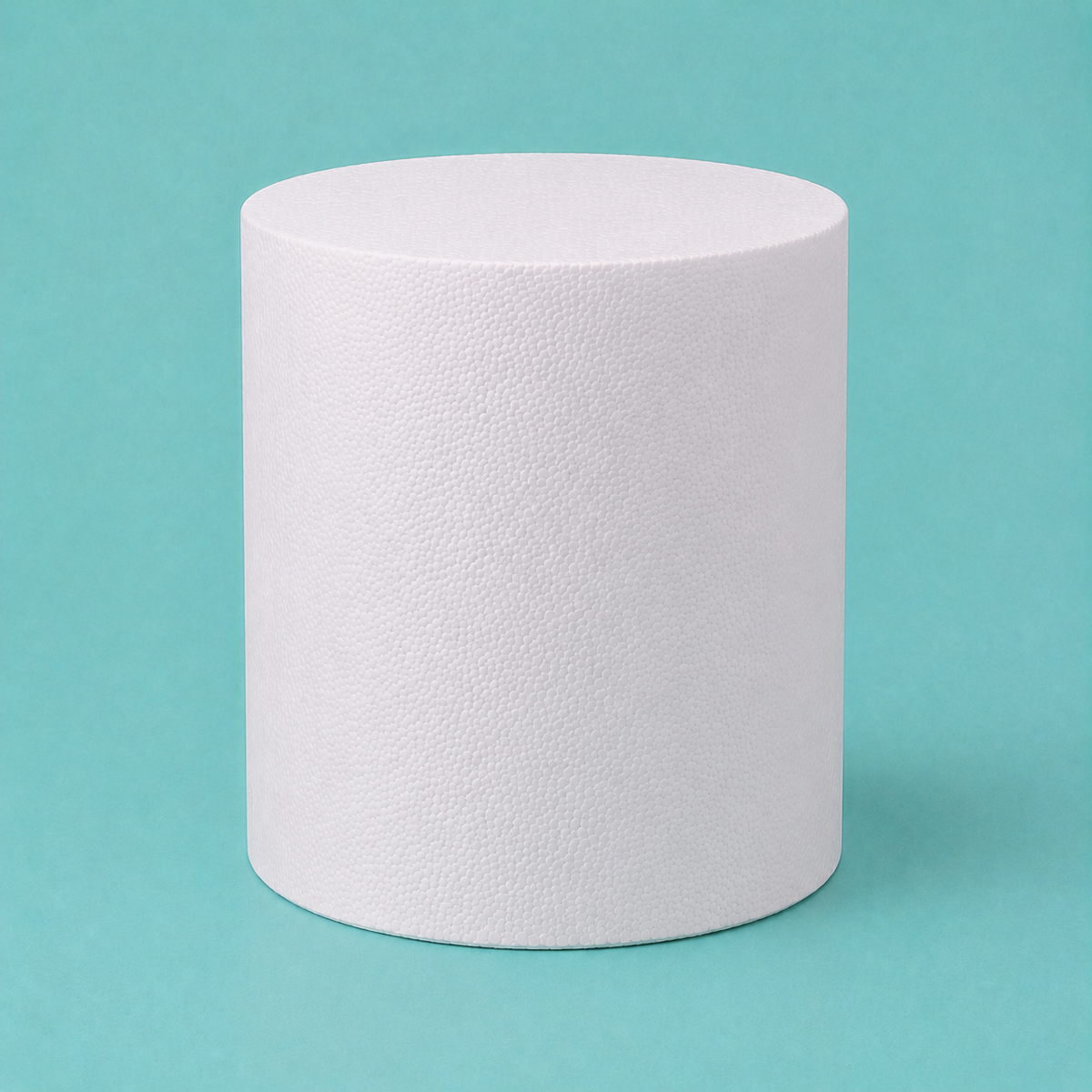 Extra tall round foam cake dummy, 8 inch diameter by 9 inch tall, for double barrel cakes, smooth white finish