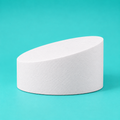 10 inch round foam cake dummy with Classic Angle topsy turvy top, 2.5 inch low side to 4 inch high side