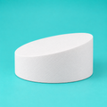 10 inch round foam cake dummy with Tall Angle topsy turvy top, 3 inch low side to 5 inch high side