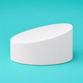 12 inch round foam cake dummy with Tall Angle topsy turvy top, 3 inch low side to 5 inch high side