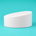 14 inch round foam cake dummy with Classic Angle topsy turvy top, 2.5 inch low side to 4 inch high side