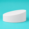 14 inch round foam cake dummy with Tall Angle topsy turvy top, 3 inch low side to 5 inch high side