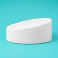 16 inch round foam cake dummy with Tall Angle topsy turvy top, 3 inch low side to 5 inch high side