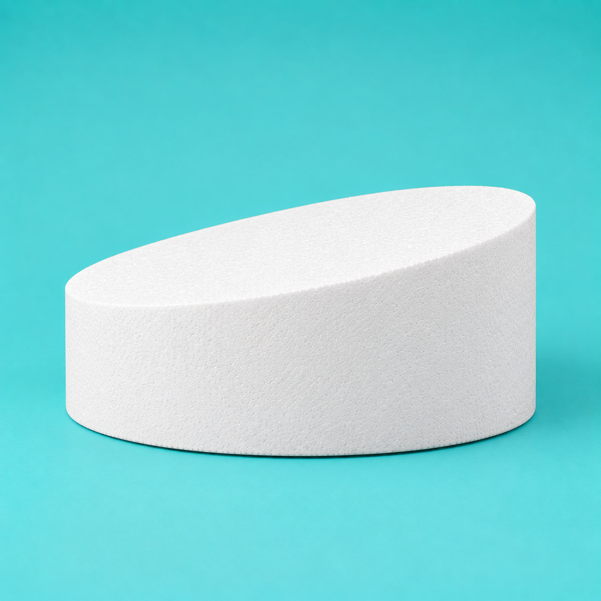 16 inch round foam cake dummy with Tall Angle topsy turvy top, 3 inch low side to 5 inch high side