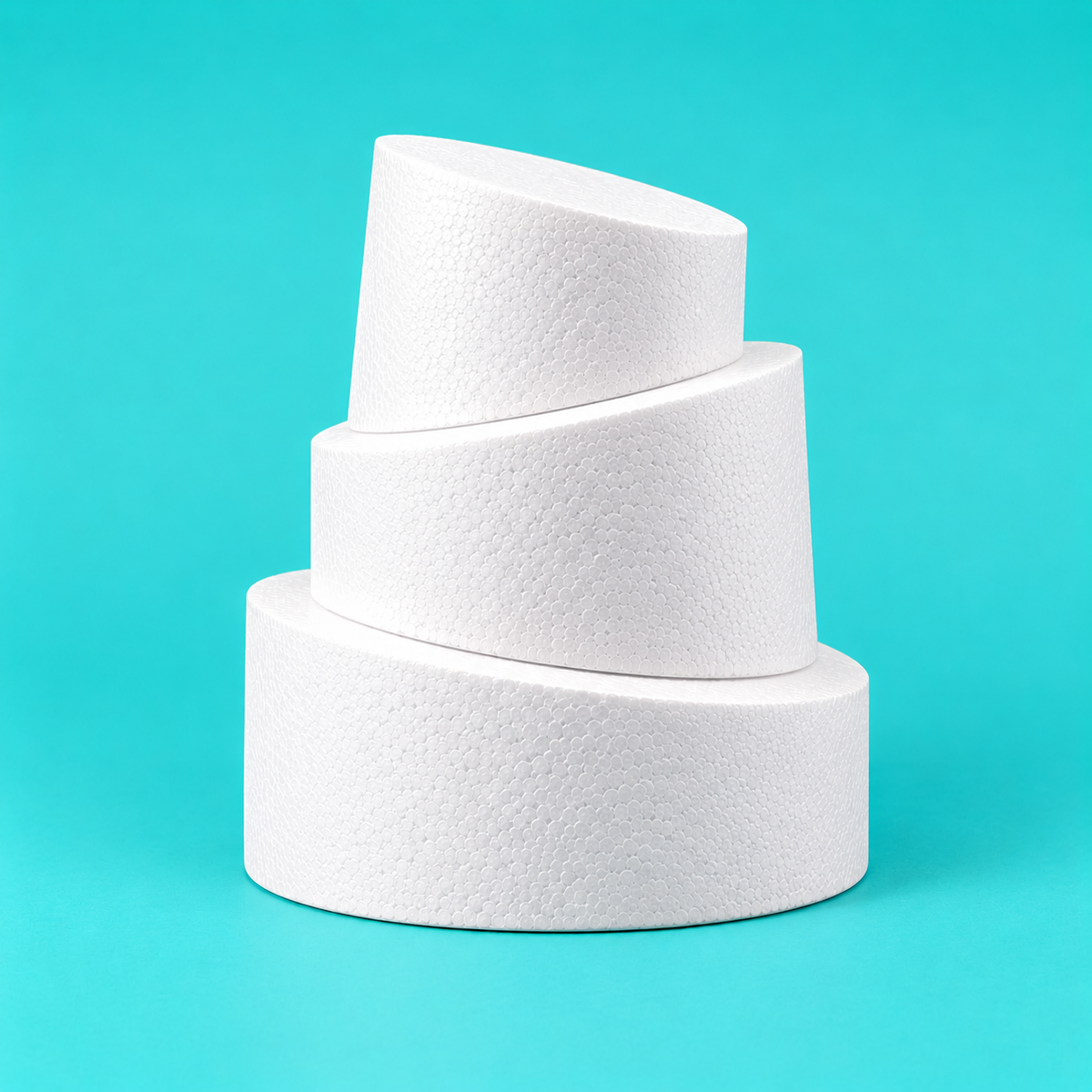 Starter Set: 6, 8, 10 inch round topsy turvy cake dummies, Tall Angle