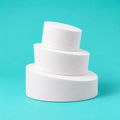 Wide Spaced Set: 6, 10, 14 inch round topsy turvy cake dummies, Tall Angle