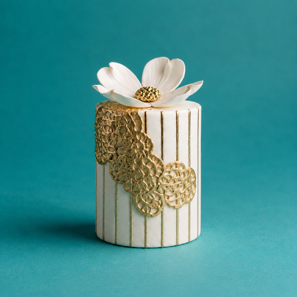 Foam mini cake dummy set of 5, 2 inch by 3 inch, white foam finish