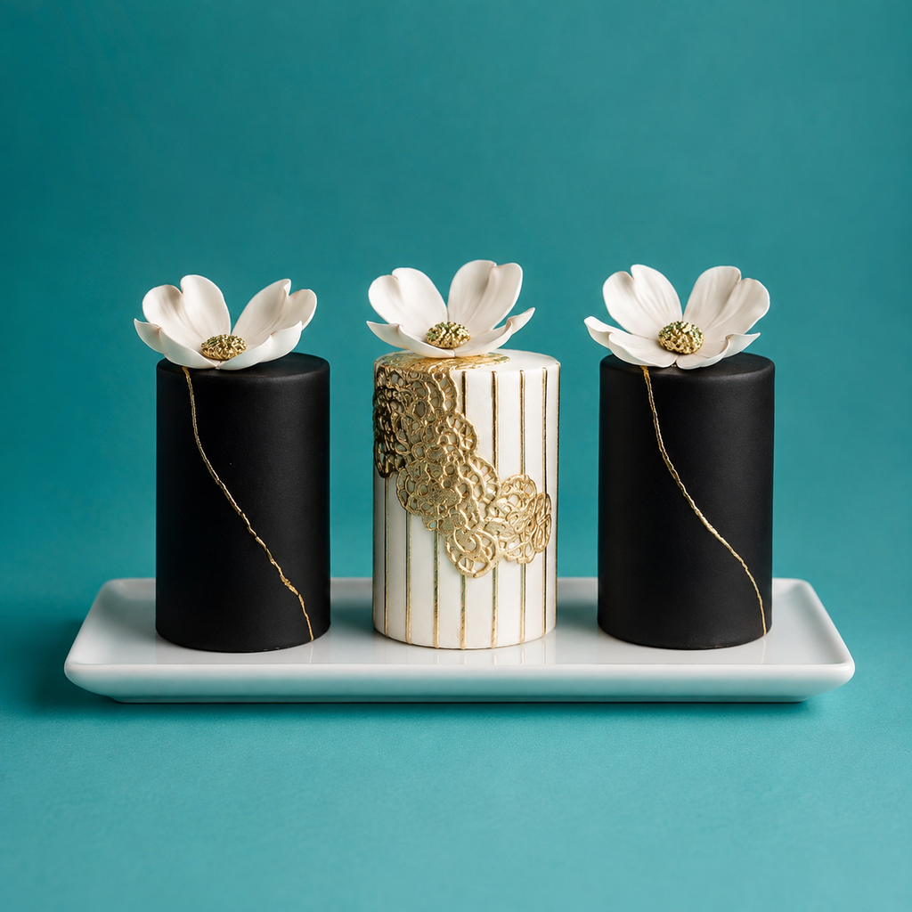 Foam mini cake dummy set of 5, 2 inch by 3 inch, grouped display view