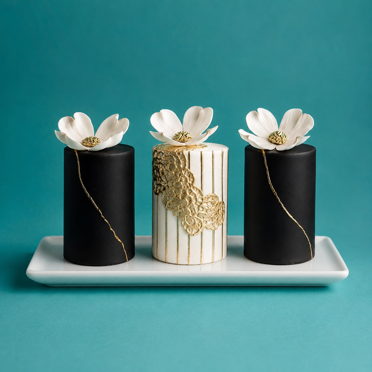 Foam mini cake dummy set of 5, 2 inch by 3 inch, grouped display view