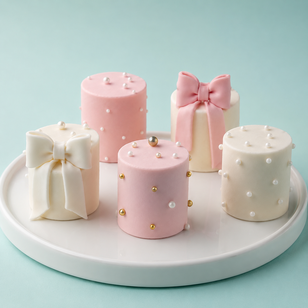 Foam mini cake dummy set of 5, 3 inch by 3 inch, white foam finish
