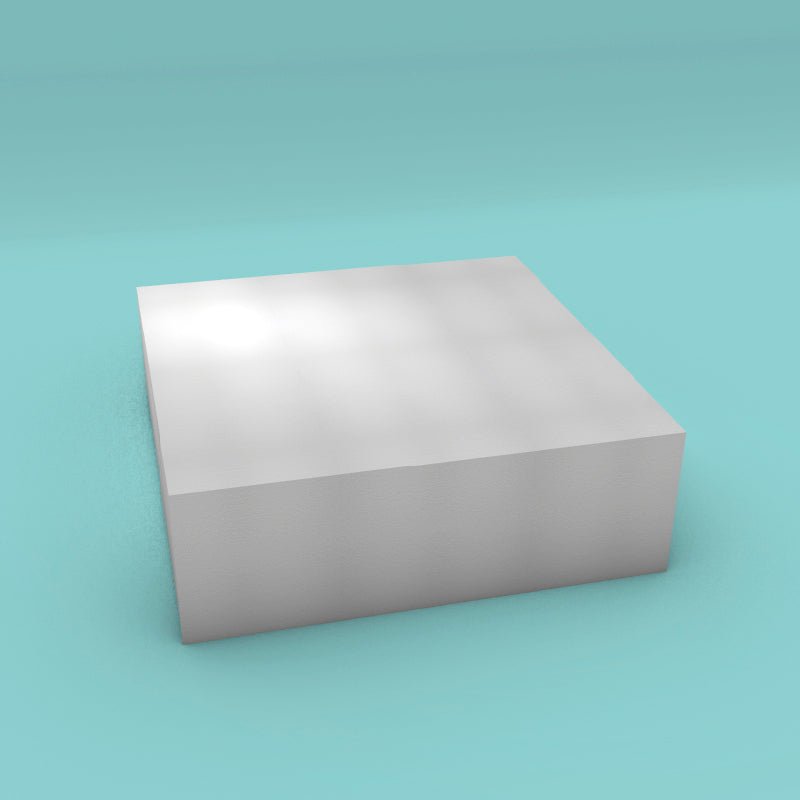 Square foam cake dummy 21 inch by 21 inch, 7 inch tall, smooth white finish, ready to decorate