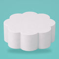 Petal foam cake dummy 12 inch diameter, 6 inch tall, rounded lobed edge, smooth white finish, ready to decorate