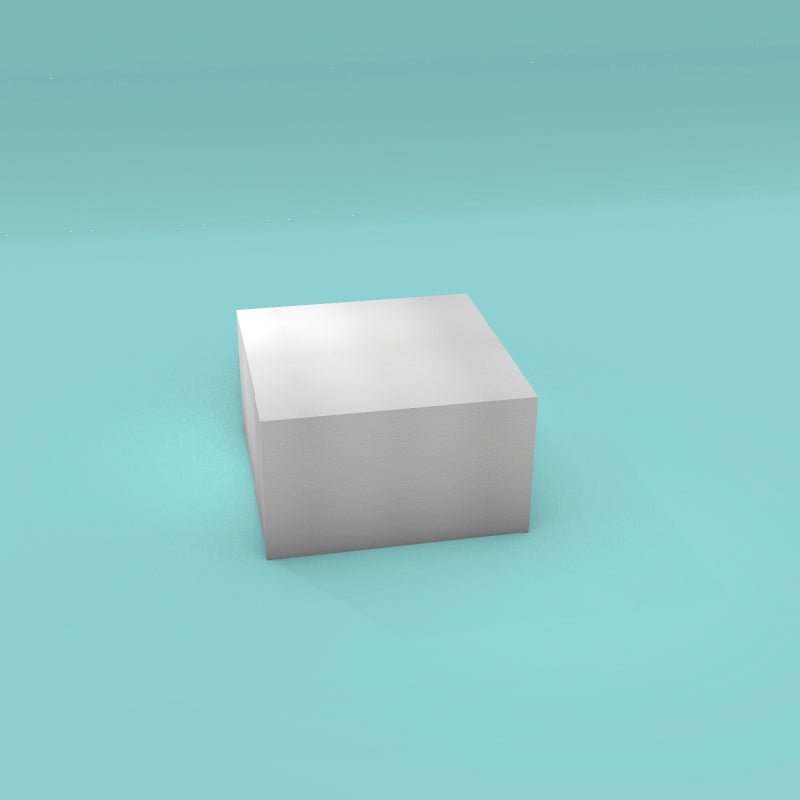 Square foam cake dummy 12 inch by 12 inch, 7 inch tall, smooth white finish, ready to decorate
