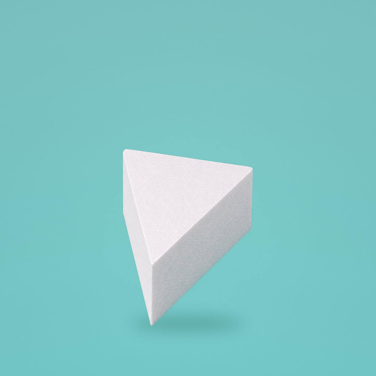 Triangle foam cake dummy 6 inch point to point, 4 inch tall, smooth white finish, ready to decorate
