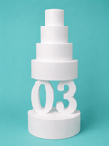 Number 3 foam cake dummy, 14 inch tall digit, 4 inch thick, smooth white finish, ready to decorate