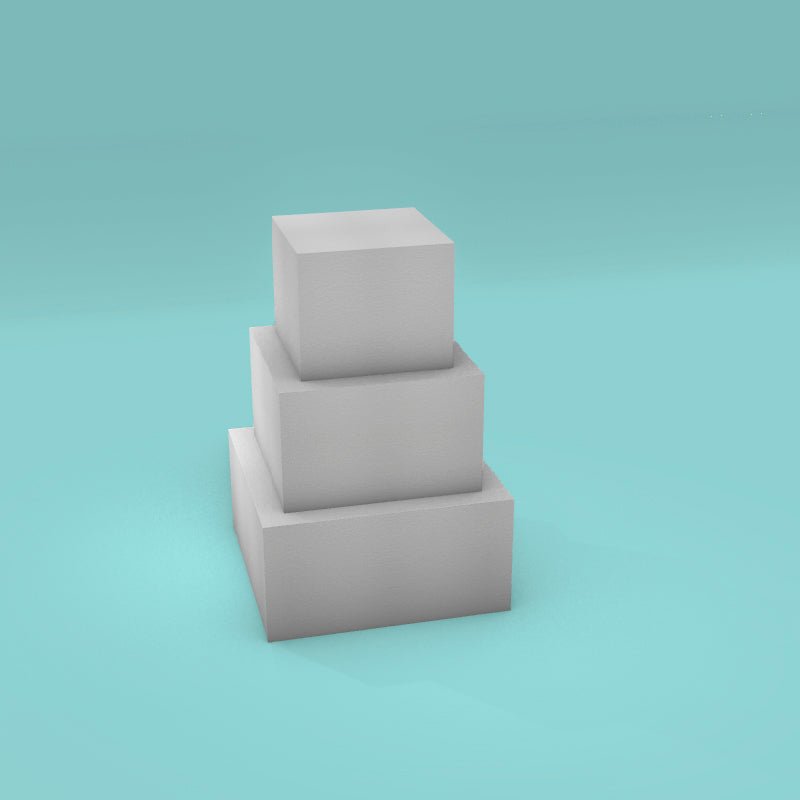 Square foam cake dummy tower set, 5 inch tall tiers, 6/8/10 inch sizes, ready to decorate