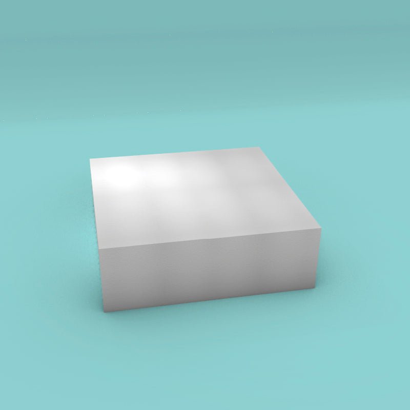 Square foam cake dummy 18 inch by 18 inch, 6 inch tall, smooth white finish, ready to decorate