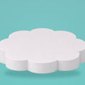 Petal foam cake dummy 14 inch diameter, 3 inch tall, rounded lobed edge, smooth white finish, ready to decorate