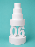 Number 6 foam cake dummy, 14 inch tall digit, 4 inch thick, smooth white finish, ready to decorate