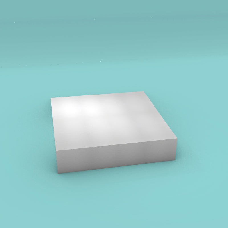 Square foam cake dummy 18 inch by 18 inch, 4 inch tall, smooth white finish, ready to decorate