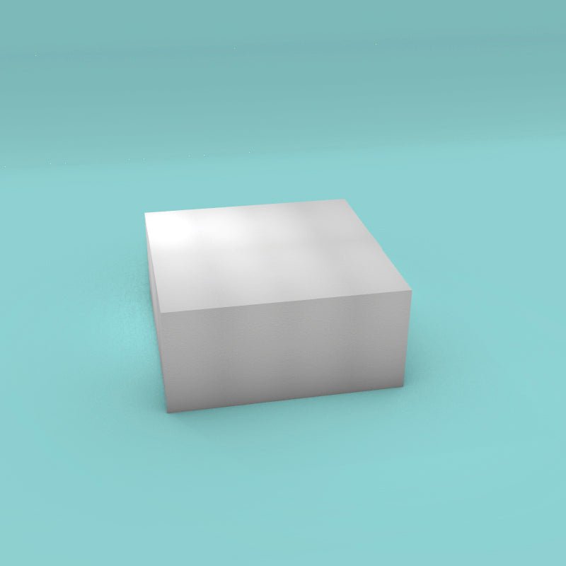 Square foam cake dummy 15 inch by 15 inch, 7 inch tall, smooth white finish, ready to decorate