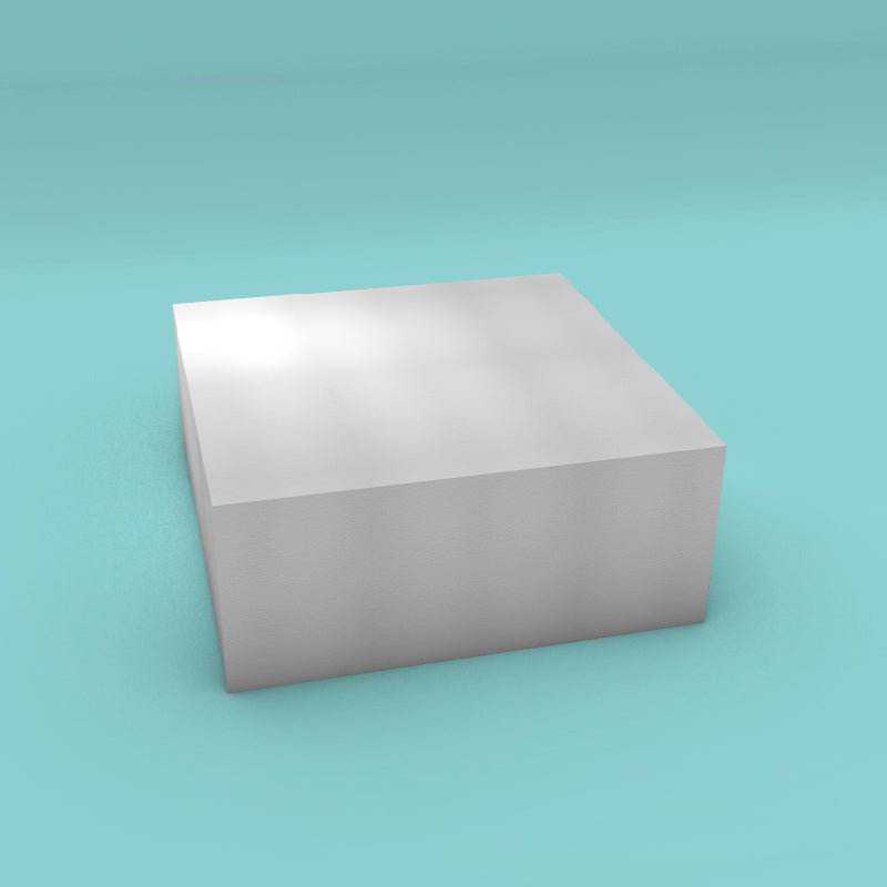 Square foam cake dummy 19 inch by 19 inch, 8 inch tall, smooth white finish, ready to decorate