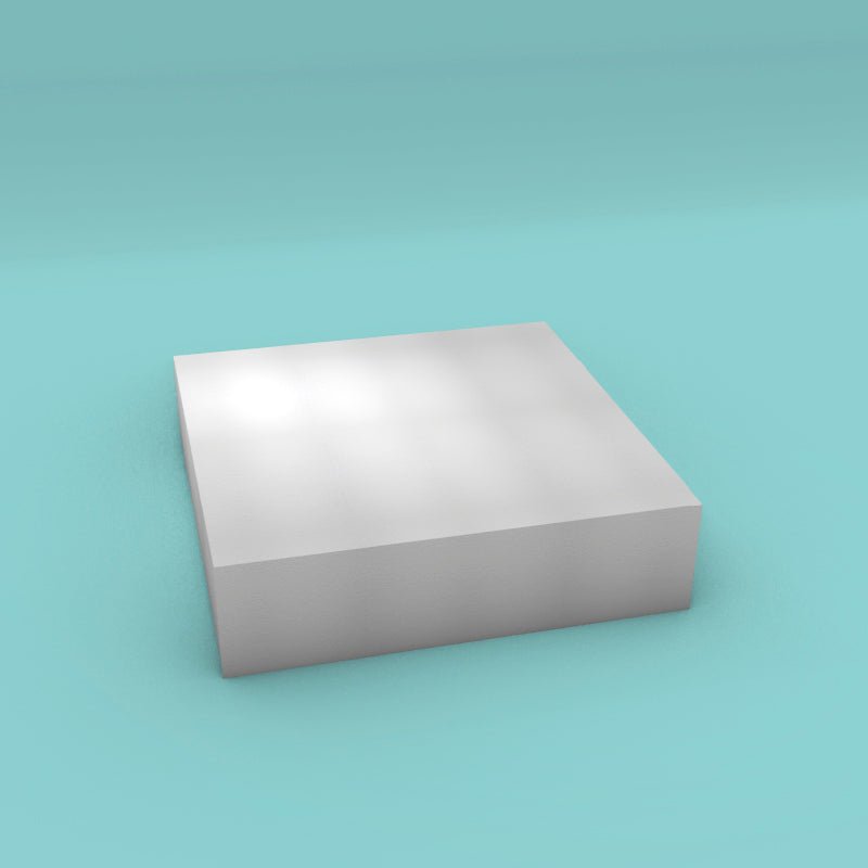 Square foam cake dummy 19 inch by 19 inch, 5 inch tall, smooth white finish, ready to decorate