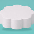 Petal foam cake dummy 14 inch diameter, 6 inch tall, rounded lobed edge, smooth white finish, ready to decorate
